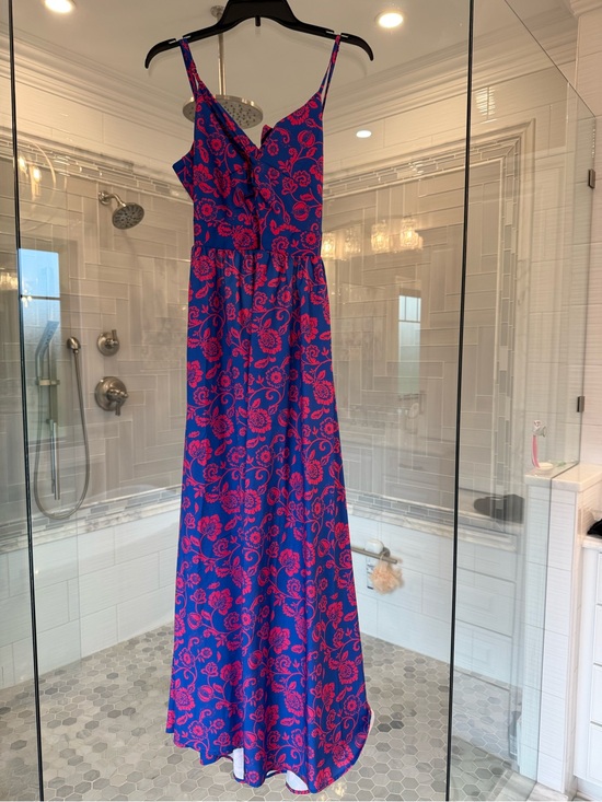 Cupshe Dresses & Skirts - Cupshe Blue Maxi Dress with Pink Floral Print